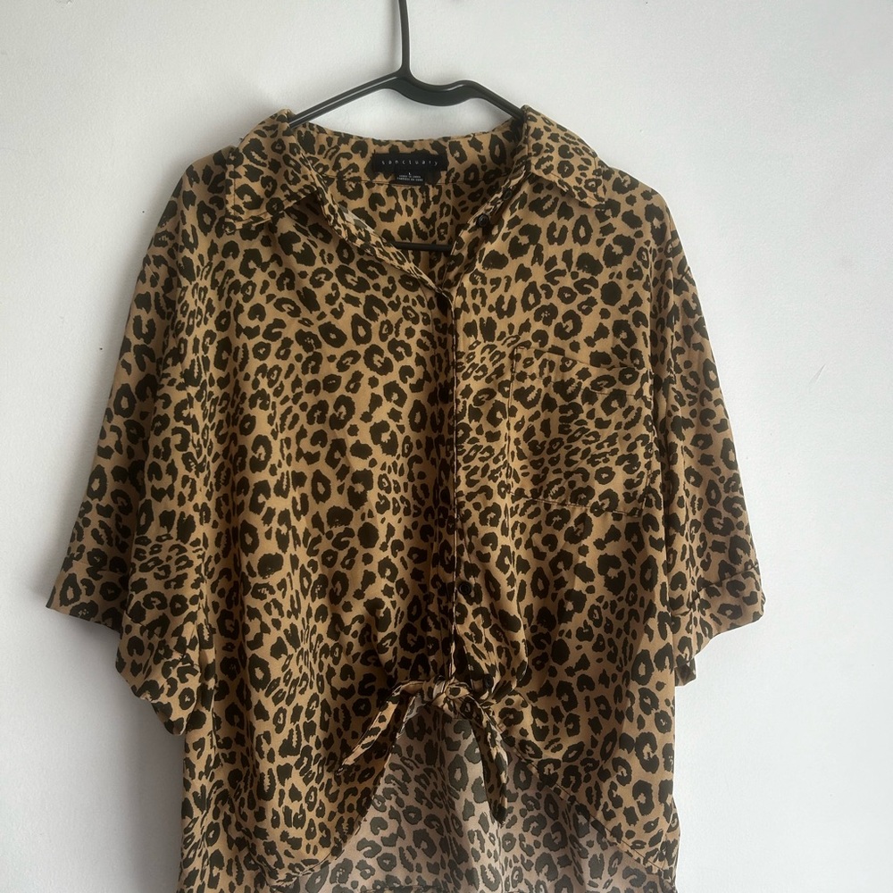 Cheetah print button down top